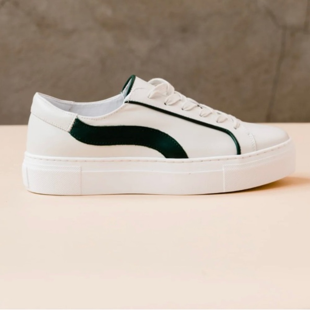 ABLE Clothing Women's Nera Sneaker Leather Platform White Green Size 9
